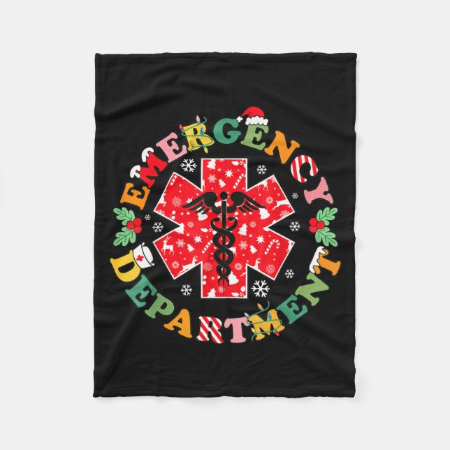 Cute Emergency Department Christmas Er Nurse Santa Fleecefilt (Framsidan)