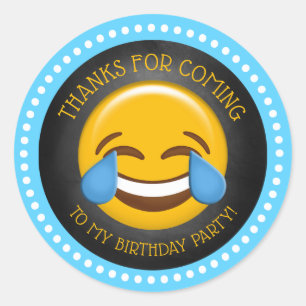 Cute Emoji Birthday Tack Runt Klistermärke