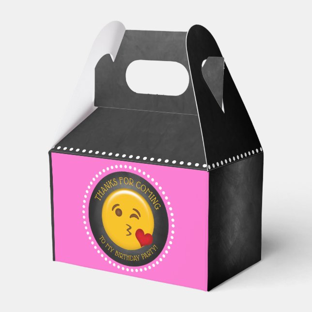 Cute Emoji Girl's Födelsedagsfest Presentaskar (Framsidan Sidan)