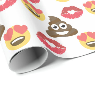 Cute Emoji i kärlek, Poop emoji och kisses Presentpapper
