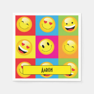 Cute Emoticon Gult Ansikte Emoji Party Pappersservett
