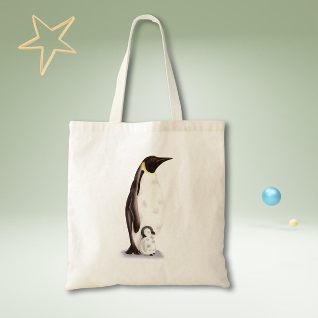 Cute emperor penguin och baby livsmedel tygkasse (Skapare uppladdad)