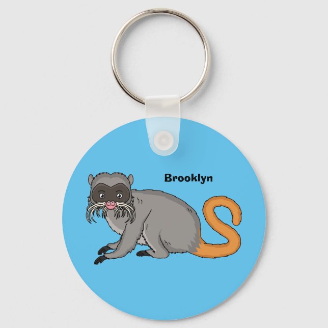 Cute Emperor Tamarin illustration cartoon Nyckelring (Framsida)