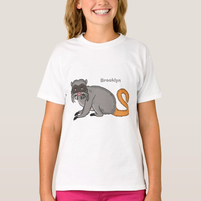 Cute Emperor Tamarin illustration cartoon T Shirt (Framsida)