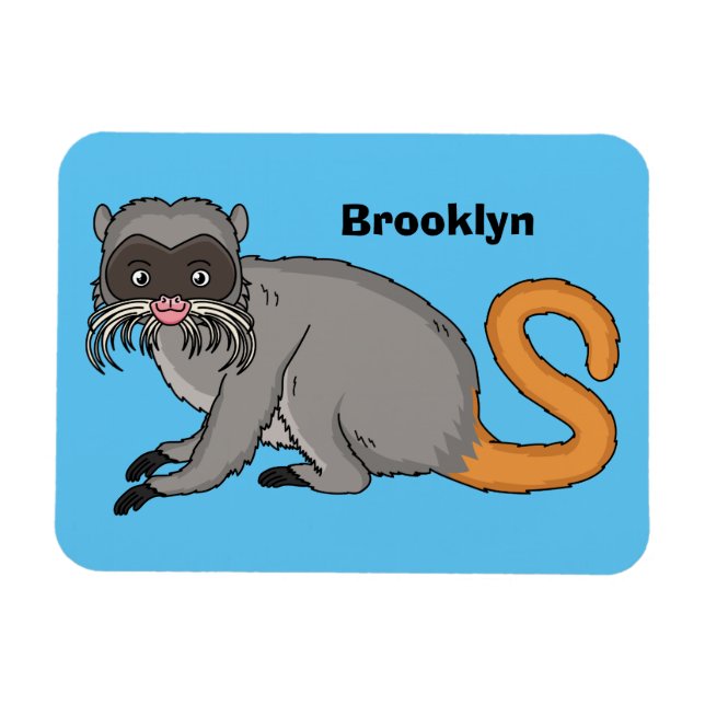 Cute Emperor Tamarin illustration tecknad Magnet (Horisontell)