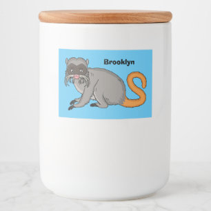 Cute Emperor Tamarin illustration tecknad Mat Etiketter