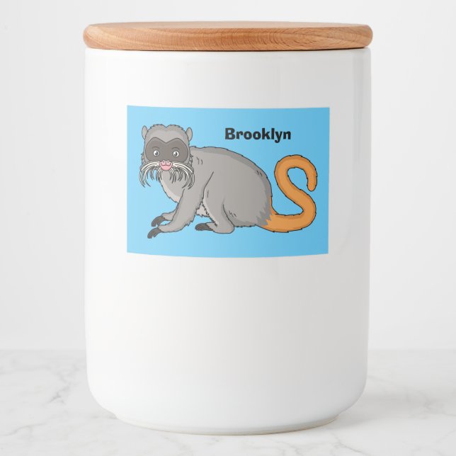 Cute Emperor Tamarin illustration tecknad Mat Etiketter (Framsida)