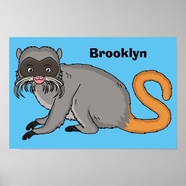 Cute Emperor Tamarin illustration tecknad Poster (Framsidan)