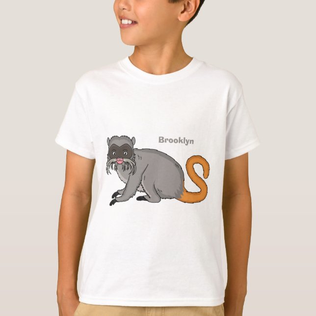 Cute Emperor Tamarin illustration tecknad T Shirt (Framsida)