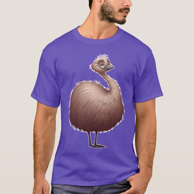 Cute Emu Bird i Tecknad Stil T Shirt (Framsida)