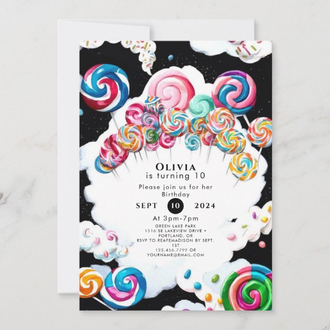 Cute Enchanted Candyland Birthday Inbjudningar (Framsida)