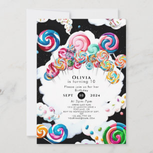 Cute Enchanted Candyland Birthday Inbjudningar