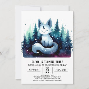 Cute Enchanted Cat Birthday Inbjudningar
