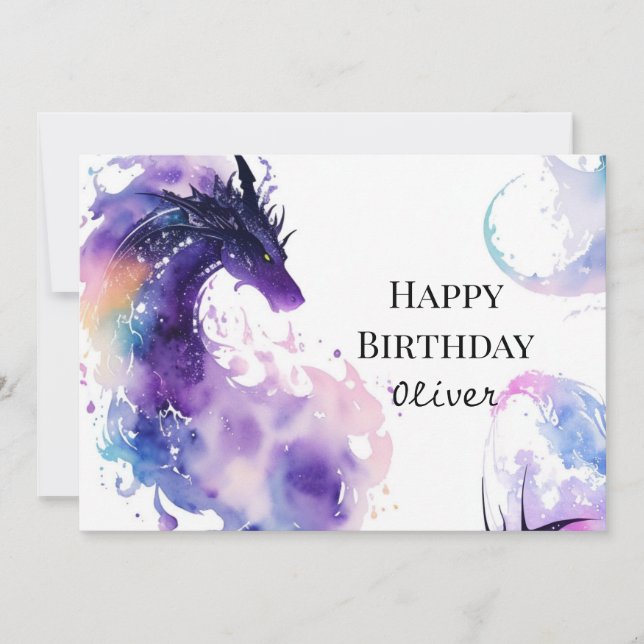 Cute Enchanted Dragon Birthday Kort (Framsida)