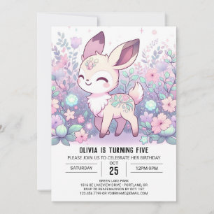 Cute Enchanted Hjort Digital Birthday Inbjudningar