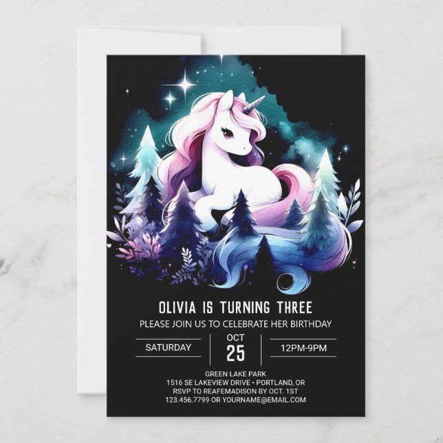 Cute Enchanted Horse Birthday Inbjudningar (Framsida)