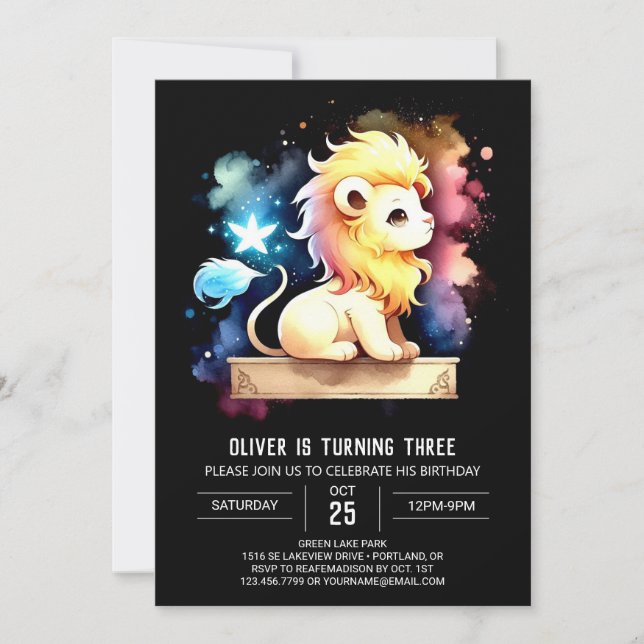 Cute Enchanted Lejon Birthday Inbjudningar (Framsida)