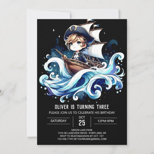 Cute Enchanted Pirat Birthday Inbjudningar (Framsida)
