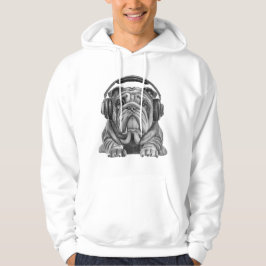 Cute Engelska bulldog med hörlurar Hoodie