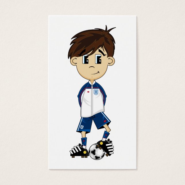 Cute England Soccer Boy Bookmark Visitkort (Framsidan)
