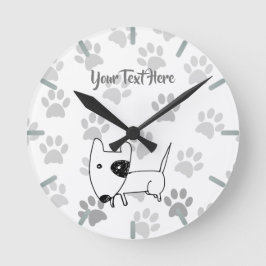 Cute English Bull Terrier Rund Klocka