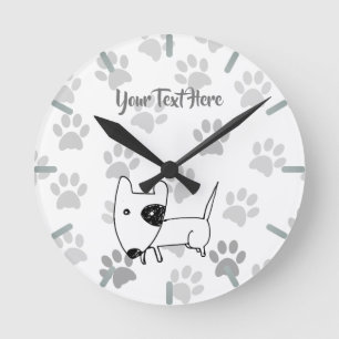 Cute English Bull Terrier Rund Klocka