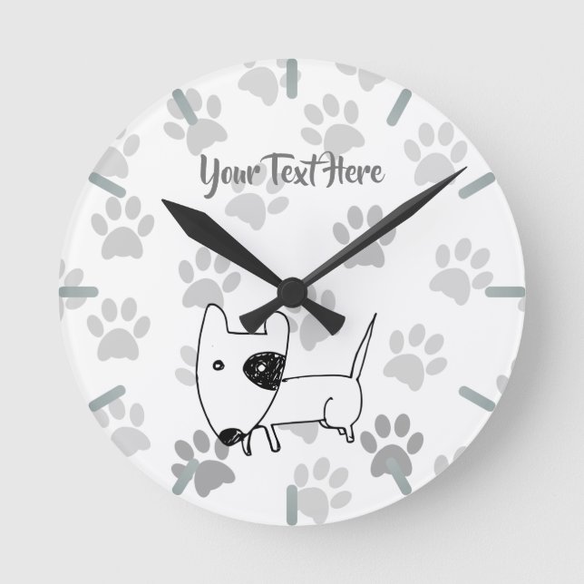 Cute English Bull Terrier Rund Klocka (Framsida)