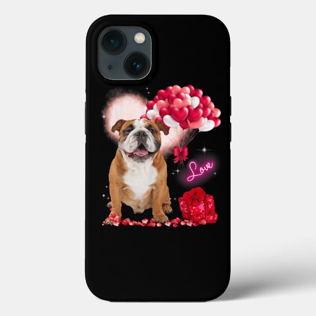 Cute English Bulldog Balloon Heart Valentines day (Baksida)