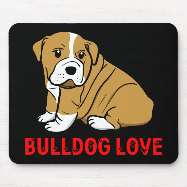 Cute English Bulldog Gift Tecknad Puppy Hund Musmatta (Framsidan)