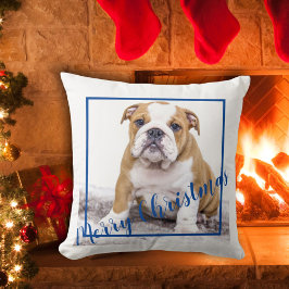 Cute English Bulldog God jul Helgdag Photo Kudde