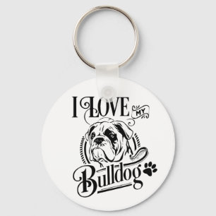 Cute English Bulldog - I Kärlek My Bulldog Puppy  Nyckelring