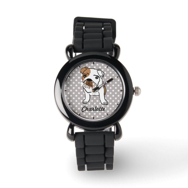 Cute English Bulldog Illustration Armbandsur (Framsida)