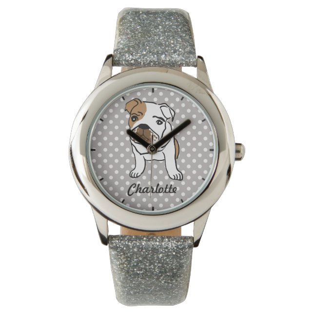 Cute English Bulldog Illustration Armbandsur (Framsida)