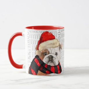 Cute English Bulldog jul Théme Mugg