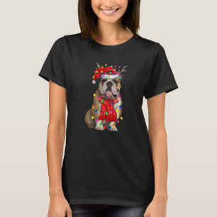 Cute English Bulldog Julgran Ljus Hund T Shirt