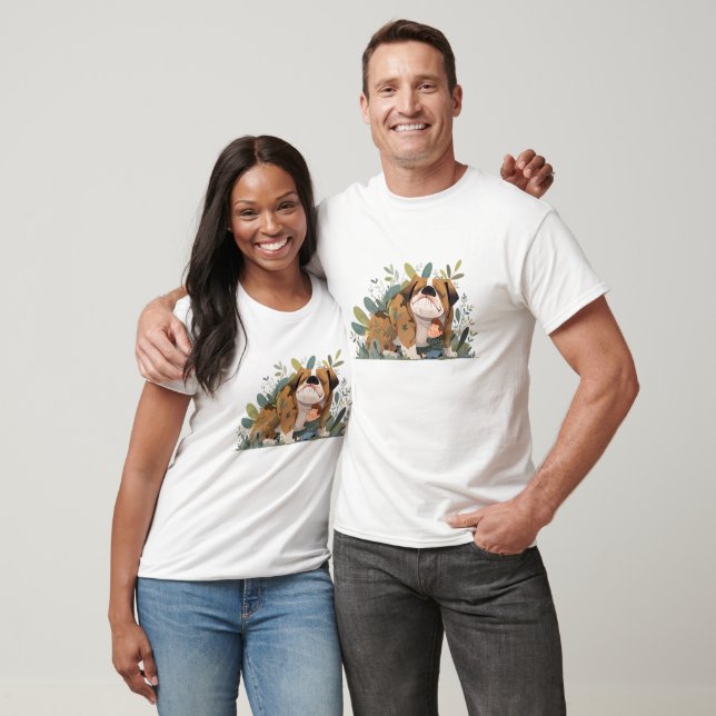 Cute English Bulldog Loving Cuddle Embrace Kids T Shirt (Unisex)