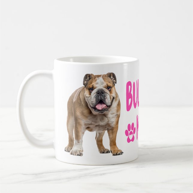 Cute English Bulldog Mamma Gift-Hundälskare Kaffemugg (Vänster)
