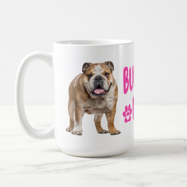 Cute English Bulldog Mamma Gift-Hundälskare Kaffemugg (Vänster)