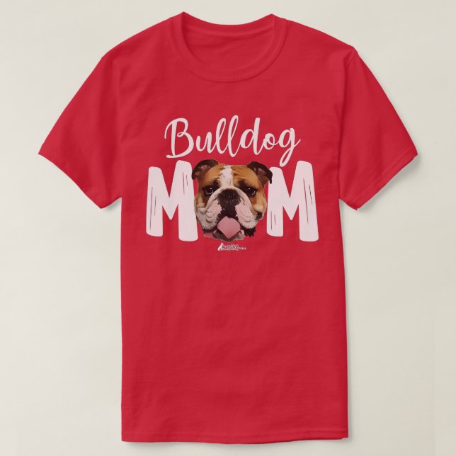 Cute English Bulldog Mamma Top, Rolig hund Walking T Shirt (Design framsida)