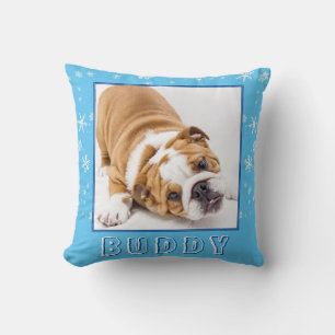 Cute English Bulldog Snowflake jul Hund Foto Kudde
