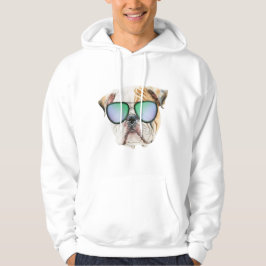 Cute english bulldog with sunglasses, underlig val hoodie