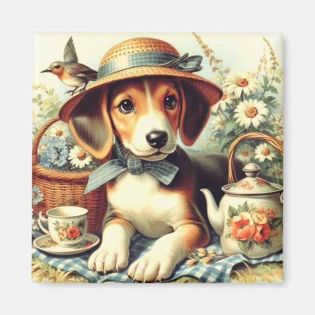 Cute English Foxhound-målning Magnet (Framsidan)