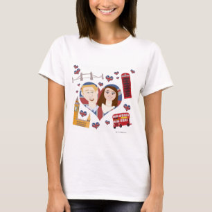 Cute English lite Royal Tecknad Kärlek Design Tee Shirt