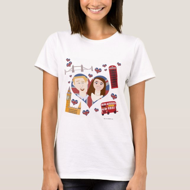 Cute English lite Royal Tecknad Kärlek Design Tee Shirt (Framsida)