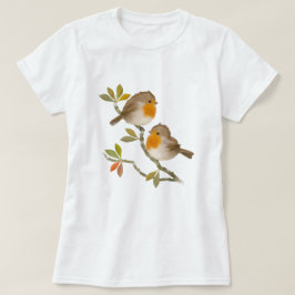 Cute English Robin Birds T shirt