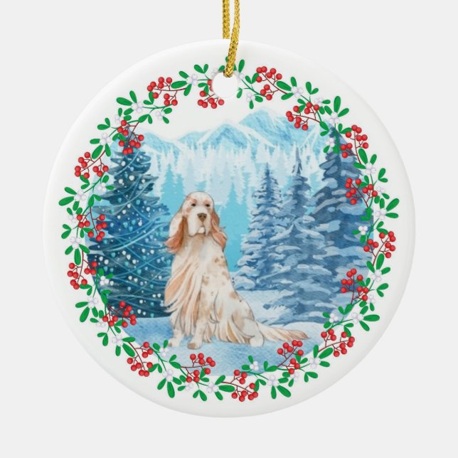Cute English Setter Ceramic jul Ornament (Framsidan)