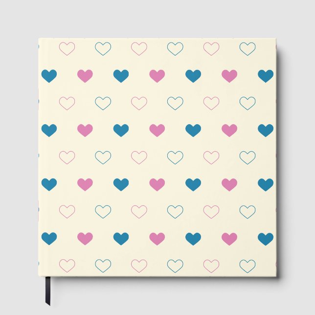 Cute Enkel Hjärtmönster blå rosa kräm Gästböcker (Framsida)