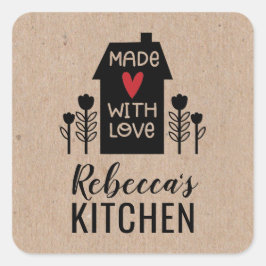 Cute enkelt tillverkad med Kärlek Kraft Fyrkantigt Klistermärke