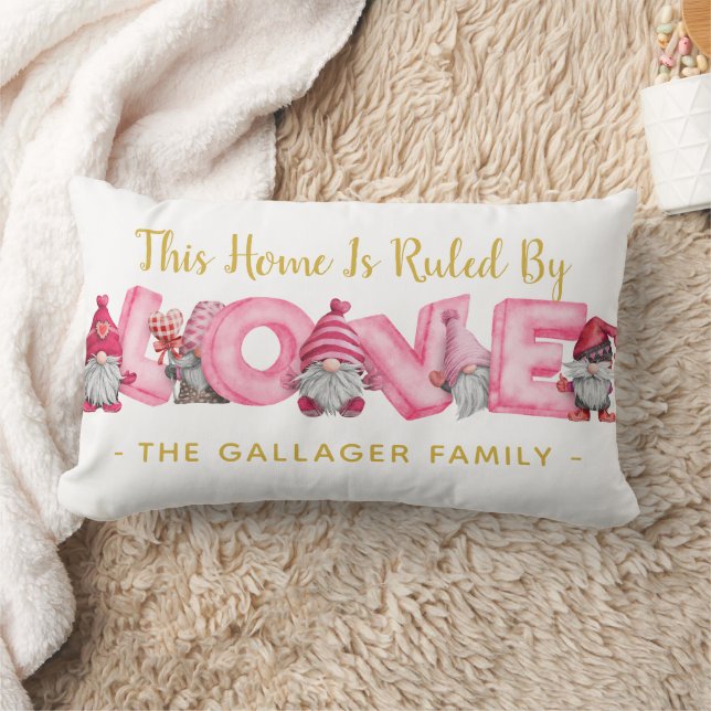 Cute enligt Kärlek Valentine Gnomes Illustration Lumbarkudde (Filt)