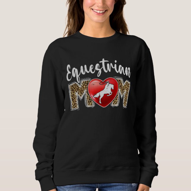 Cute Equestrian Mom Leopard Print Mom For Mother s T Shirt (Framsida)
